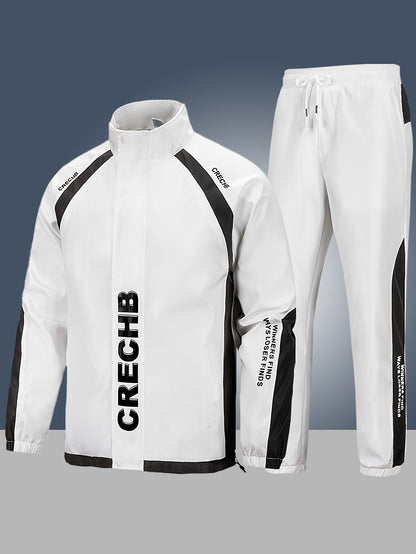 2025 թվականի նոր սպորտային հավաքածու տղամարդկանց համար՝ գարնանային և աշնանային, նորաձև, տպագիր բաճկոն, 100% պոլիեսթեր, փափուկ գործվածք, լվացքի մեքենայով լվացվող, սպորտային ազատ վազքի համազգեստի 2 հատանոց հավաքածու, դեռահասների համար