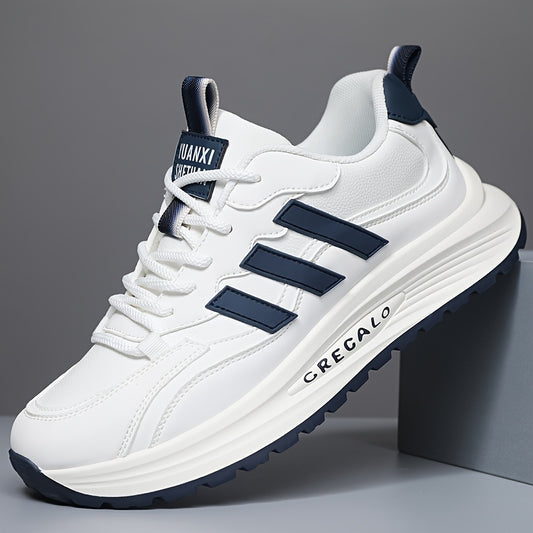 1 Pair of Men's Casual Sneakers, Comfortable Slip-Resistant, Black  Beige Low-Top Shoes for Casual Attire, Trendy Street Style with Fabric Lining and Durable PVC Sole