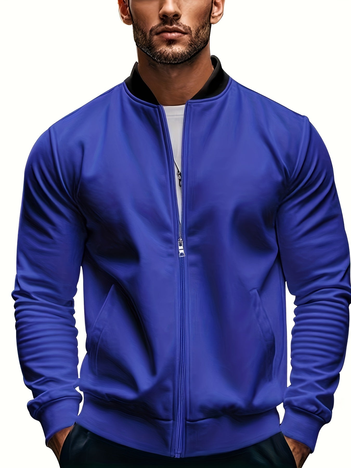 Տղամարդու թեթև, կանգնած օձիքով բաճկոն՝ ձիթապտղի կանաչ, փափուկ, կայծակաճարմանդով բաճկոն՝ գրպաններով, սովորական չափսի՝ գարնանային/աշնանային արշավների և առօրյա բացօթյա հագուստի համար, արշավային պարագաներ