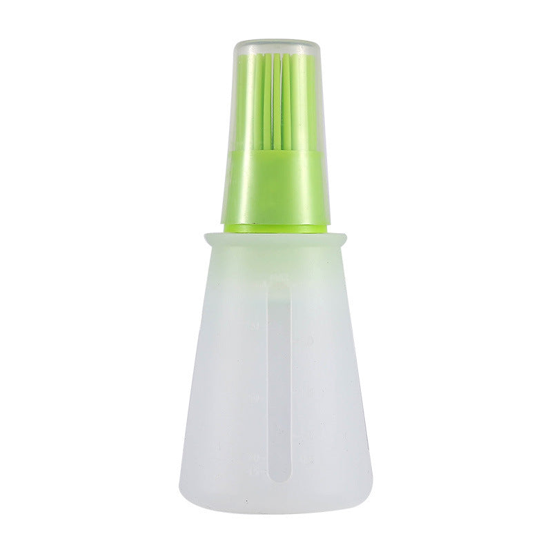 1pc Portable Silicone Oil Bottle With Brush Grill Oil Brushes Pastry Plastic Kitchen Oil Bottle Outdoor Baking BBQ Brush
