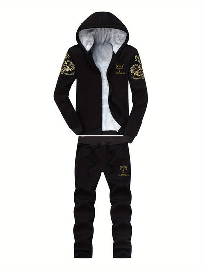 Աշնանային և ձմեռային տղամարդու սպորտային առօրյա կոստյում, տղամարդու թավշյա, հաստ գլխարկով սպորտային կարդիգան, մարզական կոստյում, տաք տնային հագուստ