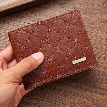 3pcs Wallet Set | Notebook + Bi-fold Wallet + Signature Pen | Casual Faux Leather, Light Brown Stripes | Ideal for Daily Use, Gifts for Men/Fathers on Valentine's, Christmas, Spring Festival