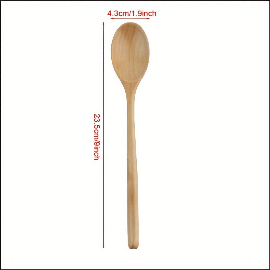 9-Inch Long Handle Wooden Spoons, Superba Spoon for Cooking, Wooden Spoon for Kitchen Soup Mixing Baking, Kitchen Supplies, Kitchen Utensils, Cooking Utensils