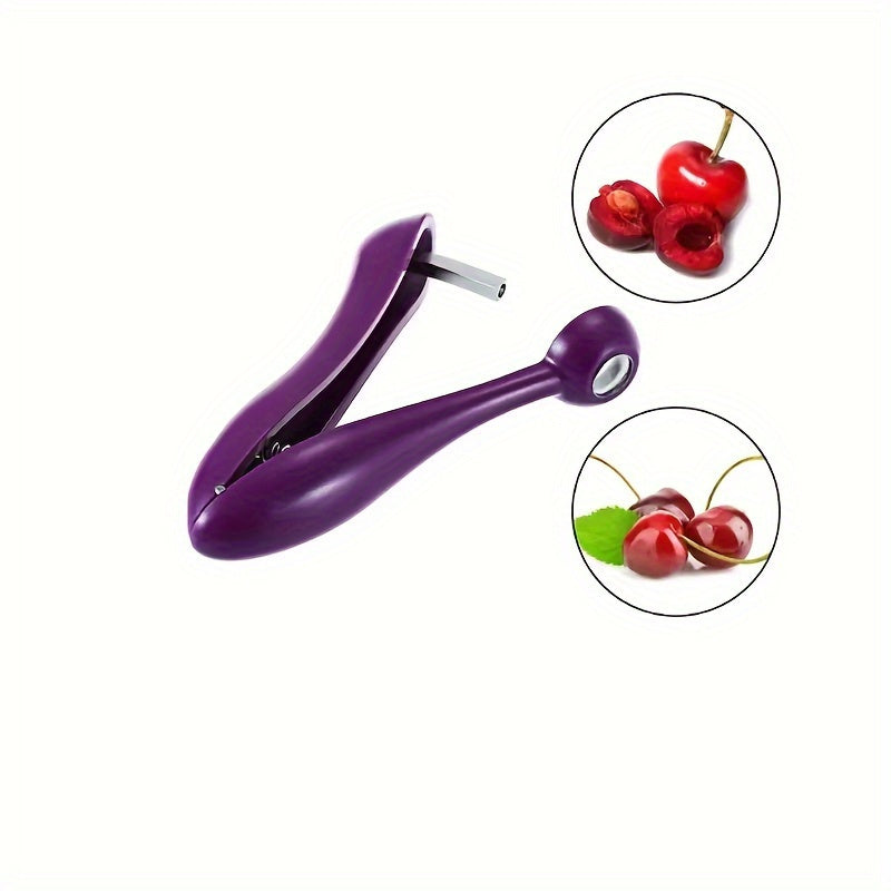 Quick Easy Cherry Pitter - Handheld Plastic Cherry & Olive Pitter Tool with Comfort Grip for Baking & Snacking - Portable Kitchen Gadget