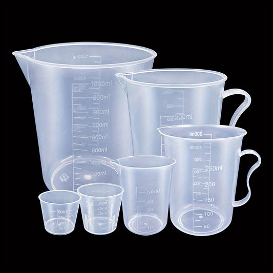 6pcs Measuring Cup Set - Durable, Easy-Pour Plastic Liquid Measuring Cups - Multipurpose Kitchen Utensils for Accurate Baking & Cooking Measurements - Essential Cooking Tools for Home Chefs