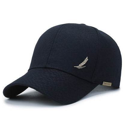 1pc Stylish Baseball Cap with Wheat Logo - 100% Polyester, Mature Look, Ideal for Spring to Fall Travel & Sun Protection - Available in Black, Dark Gray, Brown, Navy Blue, Casual Headwear|Sleek Cap Design|Comfortable Fit Cap