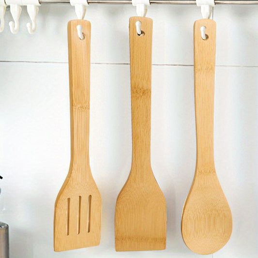 3pcs Kitchenware Set Bamboo Spatula Spoon Non-Stick Cooking Spatula Bamboo Spatula Cooking Utensils