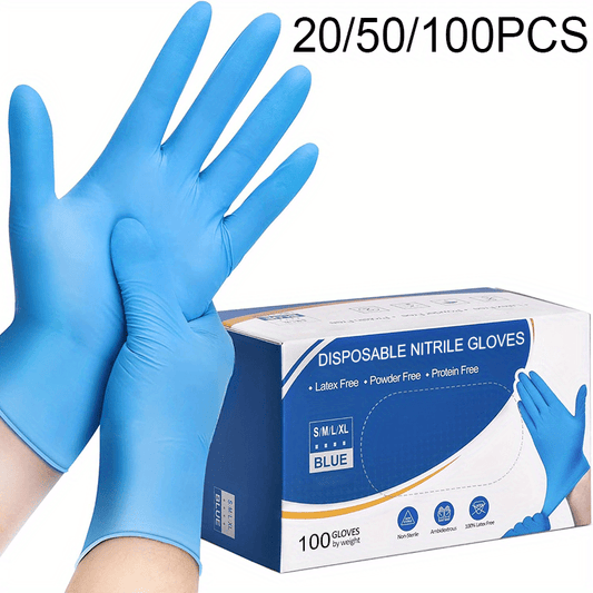 20/50/100PCS Blue Nitrile Gloves, Disposable Household Cleaning Gloves, Suitable for Cleaning Hygiene, Hair Dyeing, Nail Art, Pet Bathing, Home Kitchen and Bathroom Cleaning Tools
