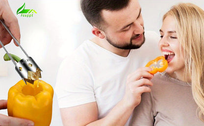 1pc/2pcs/3pcs Red Bell Pepper Seed Corer, Stainless Steel Fruit Core Remover Apple Core Seed Remover Vegetable Corer Tool for Vegetables Fruit Kitchen Utensils (Sliver)