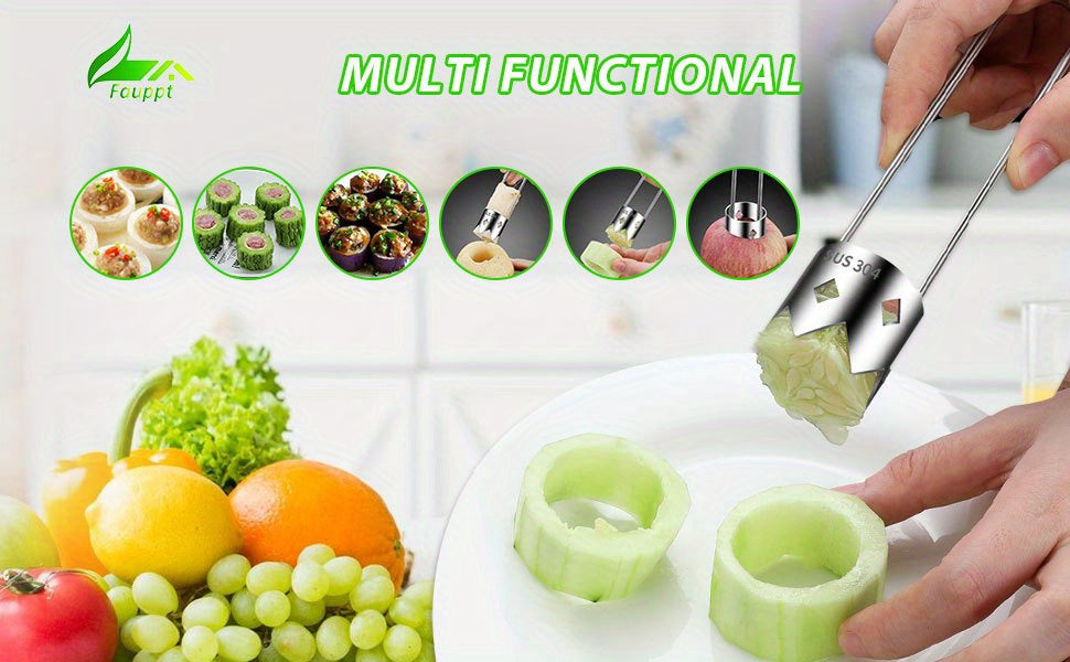 1pc/2pcs/3pcs Red Bell Pepper Seed Corer, Stainless Steel Fruit Core Remover Apple Core Seed Remover Vegetable Corer Tool for Vegetables Fruit Kitchen Utensils (Sliver)