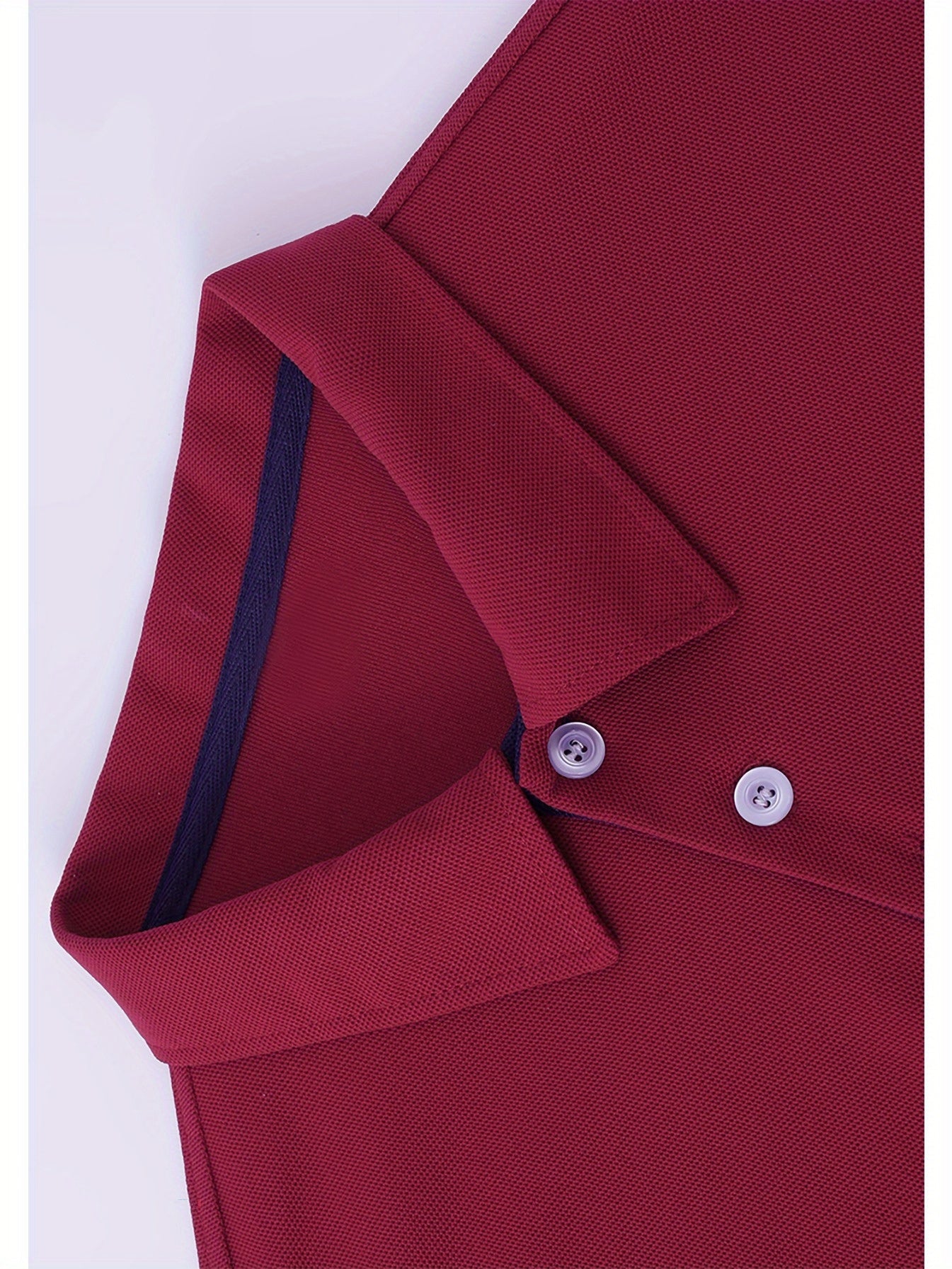 Տղամարդկանց պատահական գոլֆի պոլո վերնաշապիկ, երկրաչափական նախշ, թեթև ձգվող գործվածք, պոլիեսթեր 100%, սովորական, ամառային կարճ թեւ, շրջափակով օձիքով և կոճակի դետալներով, 210գ/մ² - Բուրգունդի