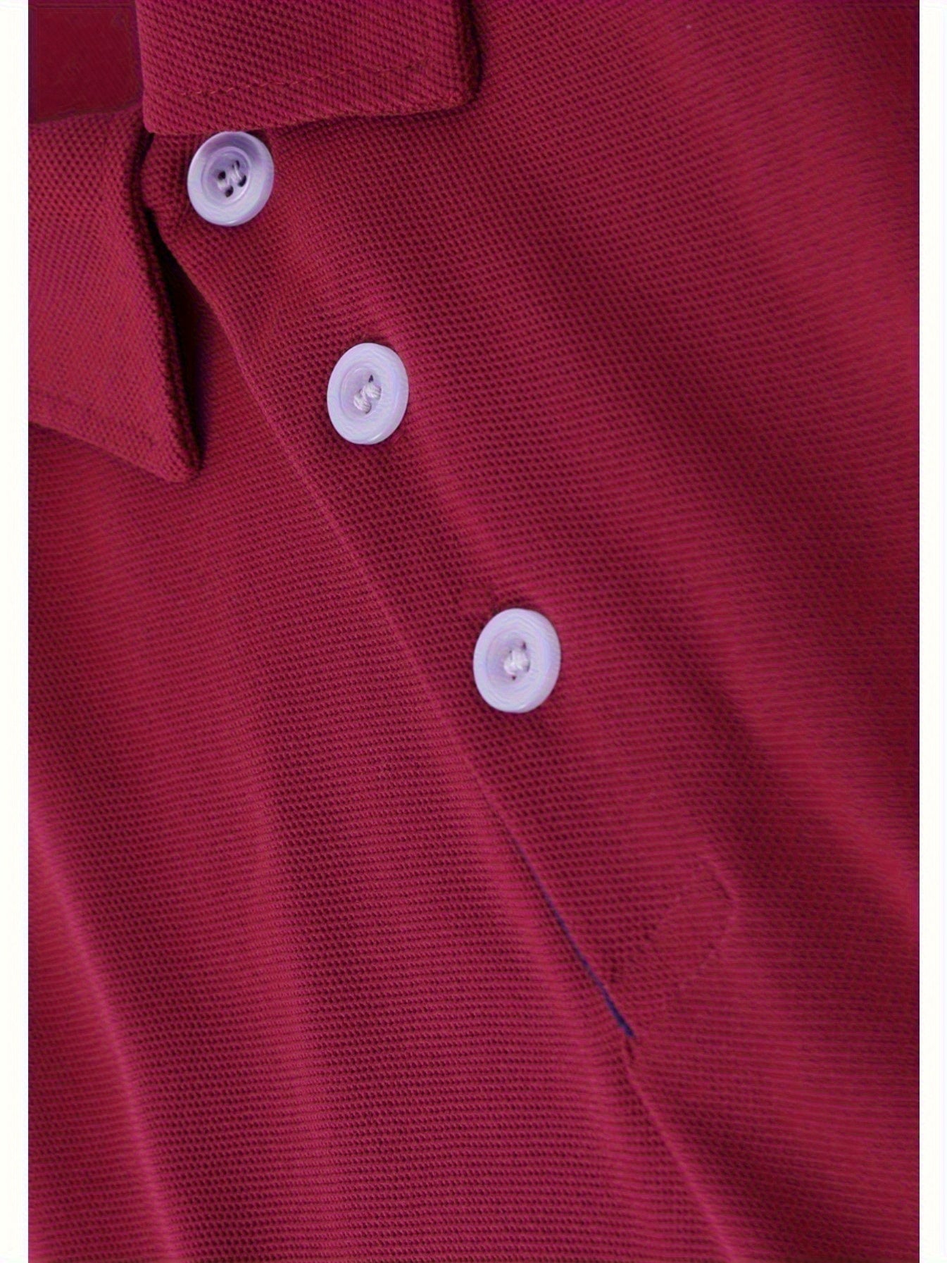 Տղամարդկանց պատահական գոլֆի պոլո վերնաշապիկ, երկրաչափական նախշ, թեթև ձգվող գործվածք, պոլիեսթեր 100%, սովորական, ամառային կարճ թեւ, շրջափակով օձիքով և կոճակի դետալներով, 210գ/մ² - Բուրգունդի