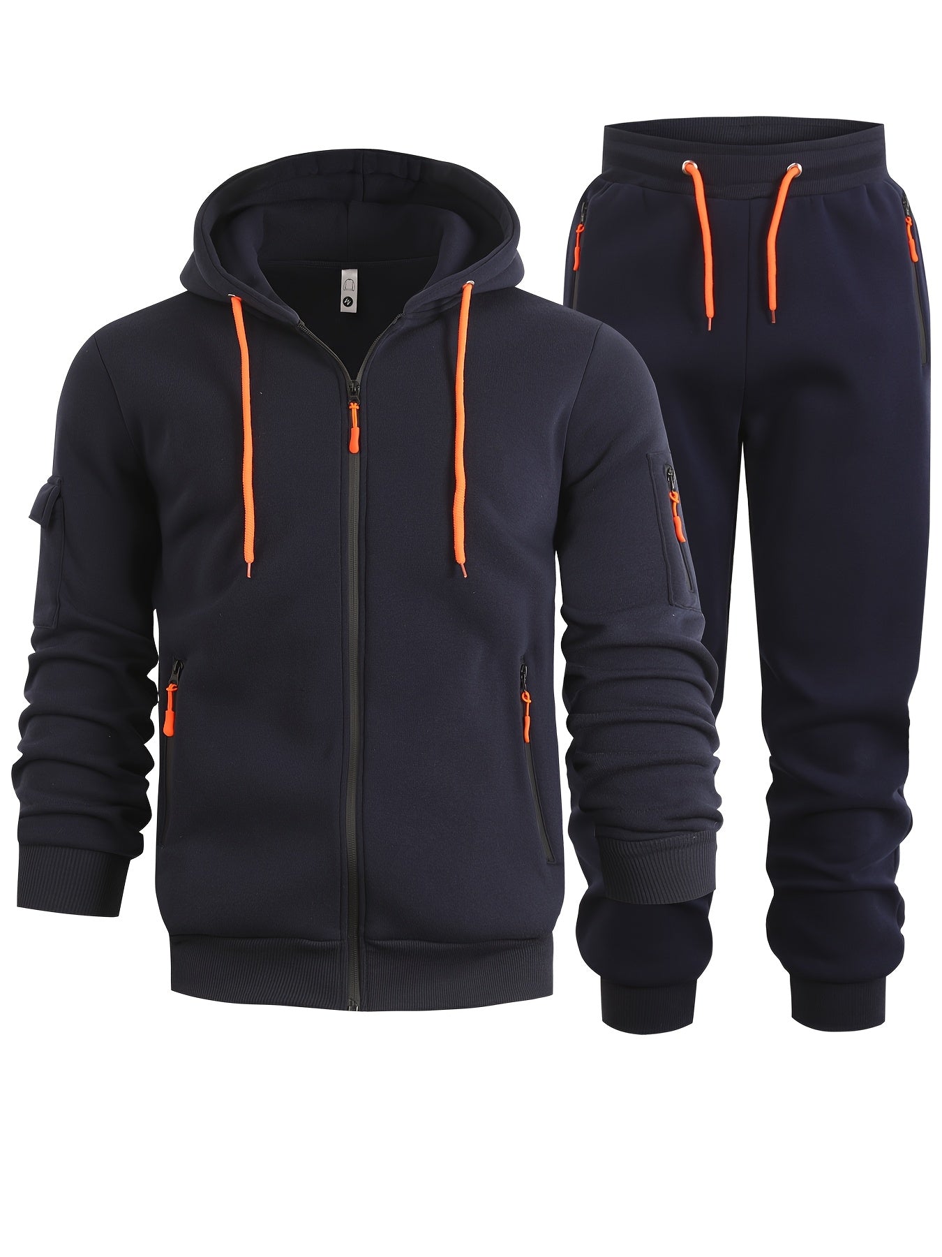 2 հատ տղամարդու միագույն երկարաթև սվիտեր և մարզաշապիկ գլխարկով, հարմար է գարնանային, աշնանային և ձմեռային սպորտաձևերի համար։