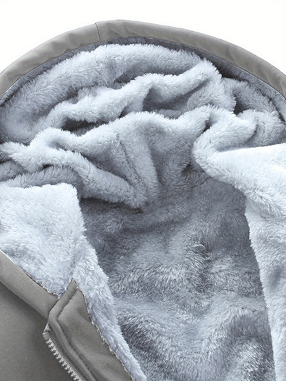 Տղամարդու «SHAN YES» այբուբենի նախշերով, խիտ աստառով, գլխարկով սվիտերի և վազքի համար նախատեսված տաք մարզական հագուստ, աշնանային և ձմեռային։