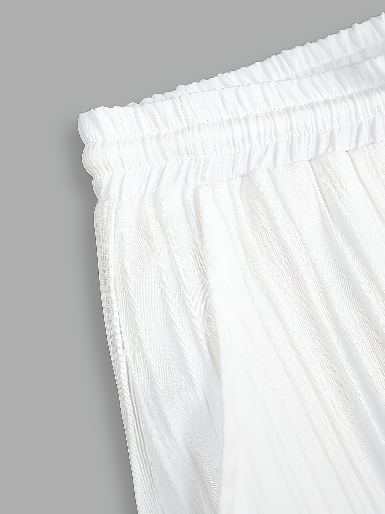 2-Piece Men's Summer Striped Polyester Suit, Short Sleeve Stand Collar Shirt and Drawstring Pants, Non-Stretch Fabric, Suitable for Casual Wear and Beach Vacation, Solid Color