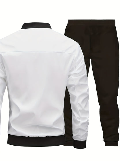 Տղամարդու առօրյա աշխատանքային բաճկոնի և տաբատի հավաքածու, միագույն, երկար թևքերով, սովորական չափսի, գրպաններով, գարնան/աշնան համար, առօրյա հագուստ, առօրյա հագուստ|Առօրյա ոճ|Միագույն բաճկոն