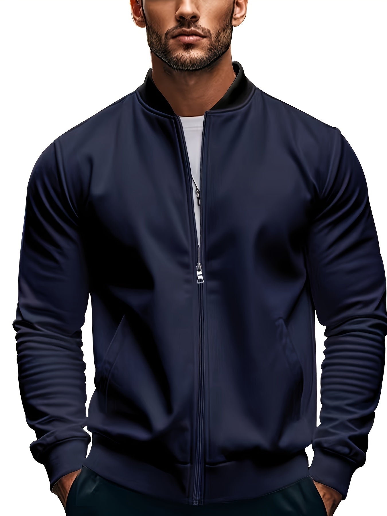 Տղամարդու թեթև, կանգնած օձիքով բաճկոն՝ ձիթապտղի կանաչ, փափուկ, կայծակաճարմանդով բաճկոն՝ գրպաններով, սովորական չափսի՝ գարնանային/աշնանային արշավների և առօրյա բացօթյա հագուստի համար, արշավային պարագաներ