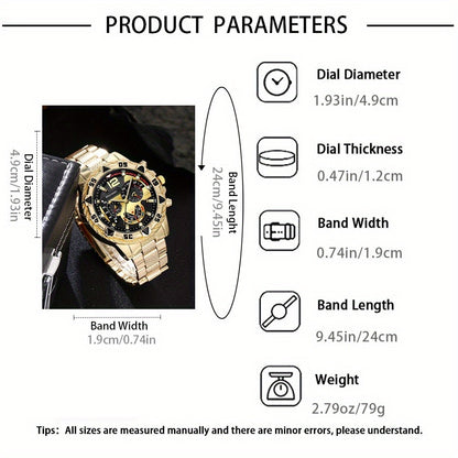 6pcs New Popular Large Dial Watches + Prayer Beads + Keychain And Pen + Stylish Travel Glasses + Business Wallet, Making You Vibrant in Life, Suitable for Various Occasions Such As Valentine'S Day, Dates, Christmas, Halloween