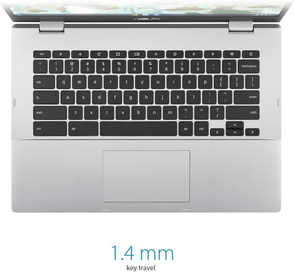 ASUS Chromebook CX1, 14" FHD, Intel® Celeron N4500 Processor, 64GB Storage, 4GB RAM, Chromeos, Transparent Silver, CX1400CKA-AS44F