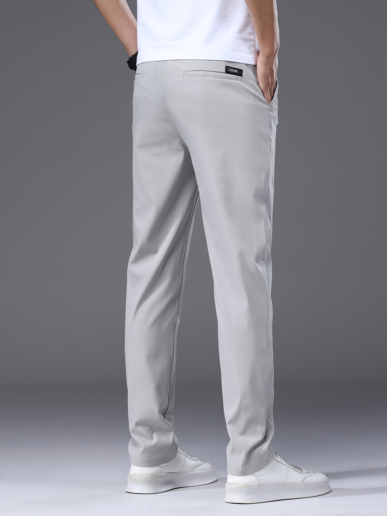 Men's Slim Fit Casual Drawstring Sports Pants, Summer Lightweight Trendy Elastic Quick-Dry Long Trousers, Stylish Comfortable Leisure Wear