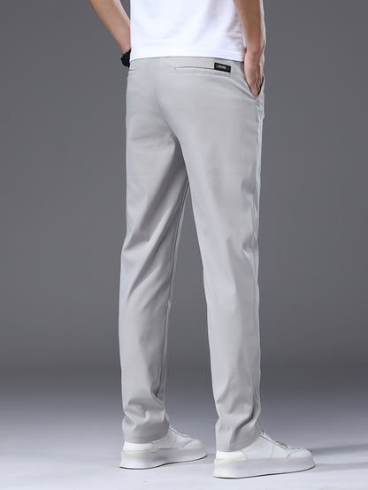 Men's Slim Fit Casual Drawstring Sports Pants, Summer Lightweight Trendy Elastic Quick-Dry Long Trousers, Stylish Comfortable Leisure Wear