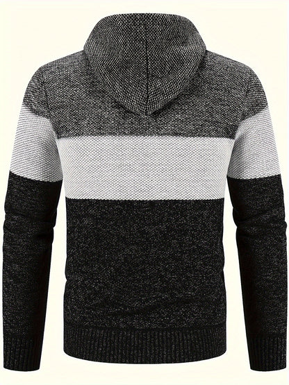 Տղամարդկանց Բլիթ աստառով գլխարկով սվիտեր | 100% պոլիեսթեր տրիկոտաժ | Հասուն ոճ | Գծավոր նախշ | Երկարաթև | Regular Fit Hoodie միջին ձգվող գործվածքով | Առօրյա աշուն և ձմեռային վերնազգեստ