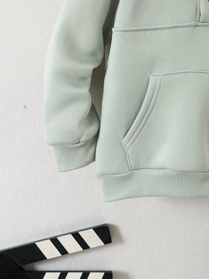 Տղաների հարմարավետ բրդյա աստառով վերնաշապիկի և սպորտային տաբատի հավաքածու - ձիթապտղի կանաչ, առօրյա ձմեռային հագուստ գրպաններով, հաստ տաքություն աշնան և ձմռան համար, սովորական չափսի, առօրյա հագուստ, բացօթյա օգտագործման համար