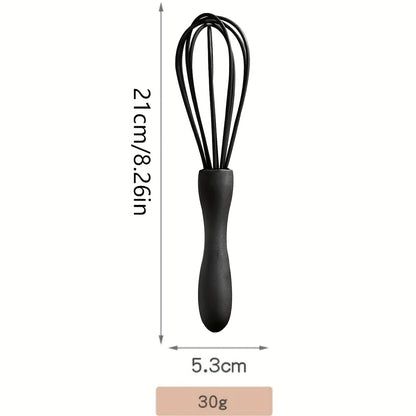 White Manual Silicone Whisk, a Hand-Held Baking Mixing Tool, Featuring 5 Highly Elastic Wires for Stirring, Easy to Clean Kitchen Baking Utensil.