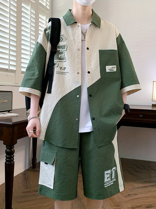 Տղամարդու առօրյա 2 հատ ամառային կարճ թևքերով կարճ տաբատների հավաքածու, Տղամարդու սպորտային հագուստ, առօրյա հագուստ, երիտասարդական հագուստ, Տղամարդու առօրյա սպորտային հագուստ, նորաձև տոնական հագուստ, մարզական հագուստ, ամառային առօրյա հագուստ