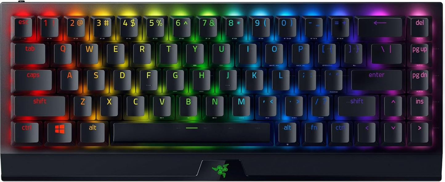 Razer Blackwidow V3 Mini Hyperspeed 65% Wireless Mechanical Gaming Keyboard: Yellow Mechanical Switches Linear & Silent - Phantom Pudding Keycaps - Chroma RGB - up to 200 Hr Battery - Snap Tap