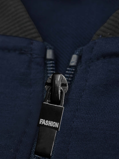 Տղամարդու առօրյա նորաձև կոստյումի հավաքածու՝ պոլիեսթերից, կանգնած օձիքով, կայծակաճարմանդով բաճկոն և լարով տաբատ՝ գարնանային/աշնանային համար