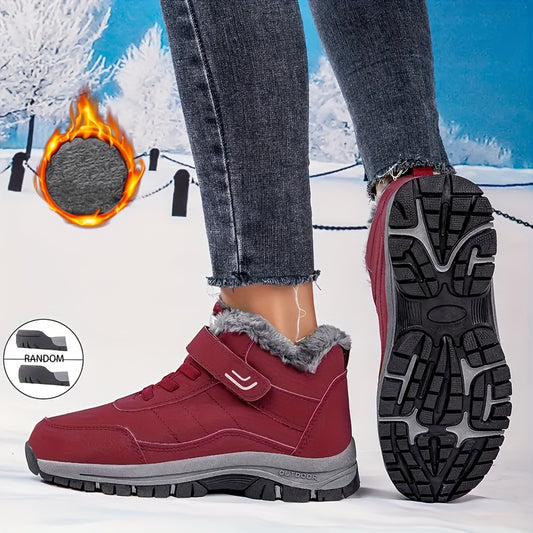 's & 's Winter Warm Ankle Boots with Lace-Up & Buckle Closure, Traction Tread Sole, Round Toe -like Upper - All-Terrain Ice/Snow Boots for, Outdoor, Daily Cold Weather (Unisex, Dark Grey/Brown)