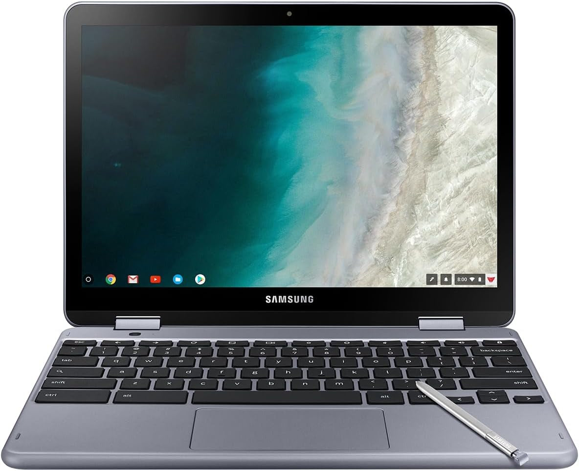 SAMSUNG Chromebook plus V2 360 2-In-1 Laptop W/Dual Webcam (12.2" FHD+ Touchscreen,Intel Celeron 3965Y, 4GB RAM, 128GB (64GB Emmc+64Gb SD Card), Stylus Pen) Home & Education, IST Sdcard, Chrome OS