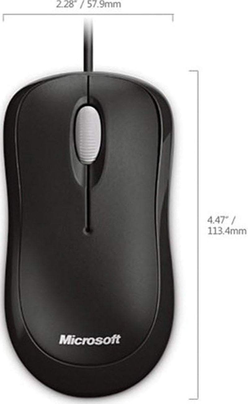 Microsoft Basic Optical Mouse for Business - Black. Comfortable, Wired, USB Mouse for Pc/Laptop/Desktop, with Fast Scroll Wheel, Works with Mac/Windows Computers