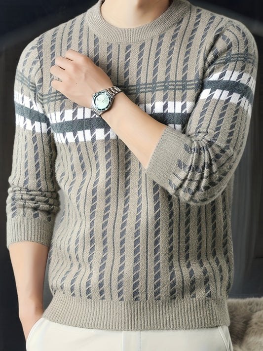 Men'S Stylish Thick Knit Sweater for Autumn And Winter, a New Casual Pullover for Warmth