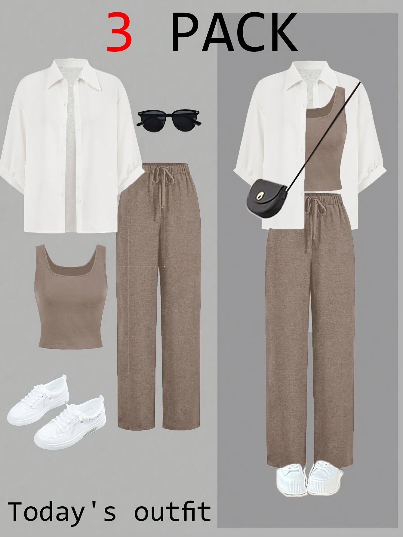 Կանացի ամառային առօրյա 3 հատ տաբատների հավաքածու