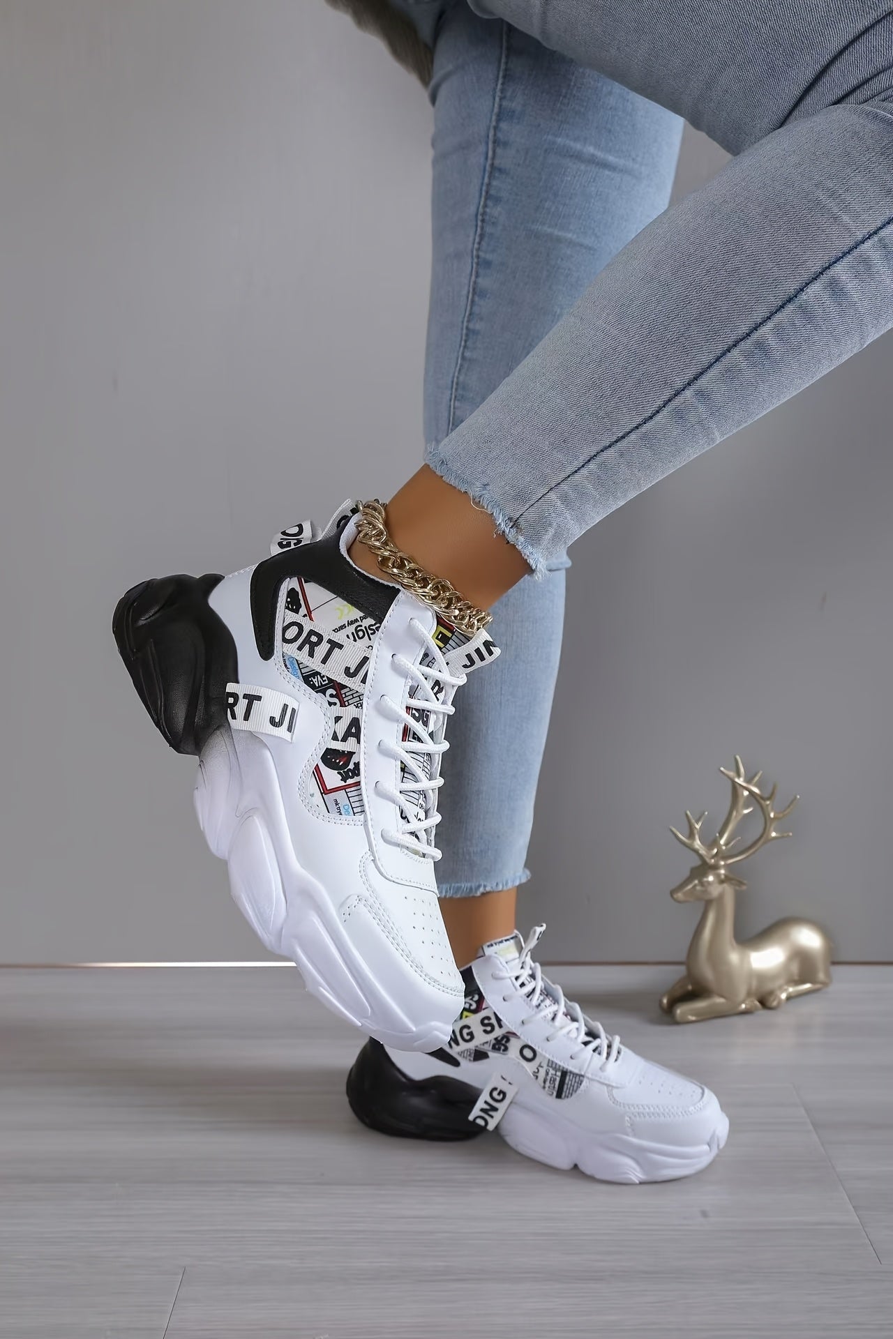 Կանացի նորաձև հաստ ներբանով սպորտային կոշիկներ, փողոցային ոճի շնչող առօրյա կոշիկներ բոլոր եղանակների համար