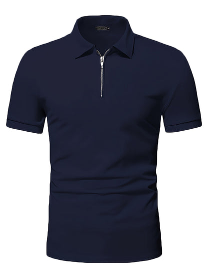 Տղամարդու առօրյա, ձգվող, միագույն, կայծակաճարմանդով և կոճղակապով գոլֆի վերնաշապիկ, ամառային, տղամարդու, փողոցային հագուստ