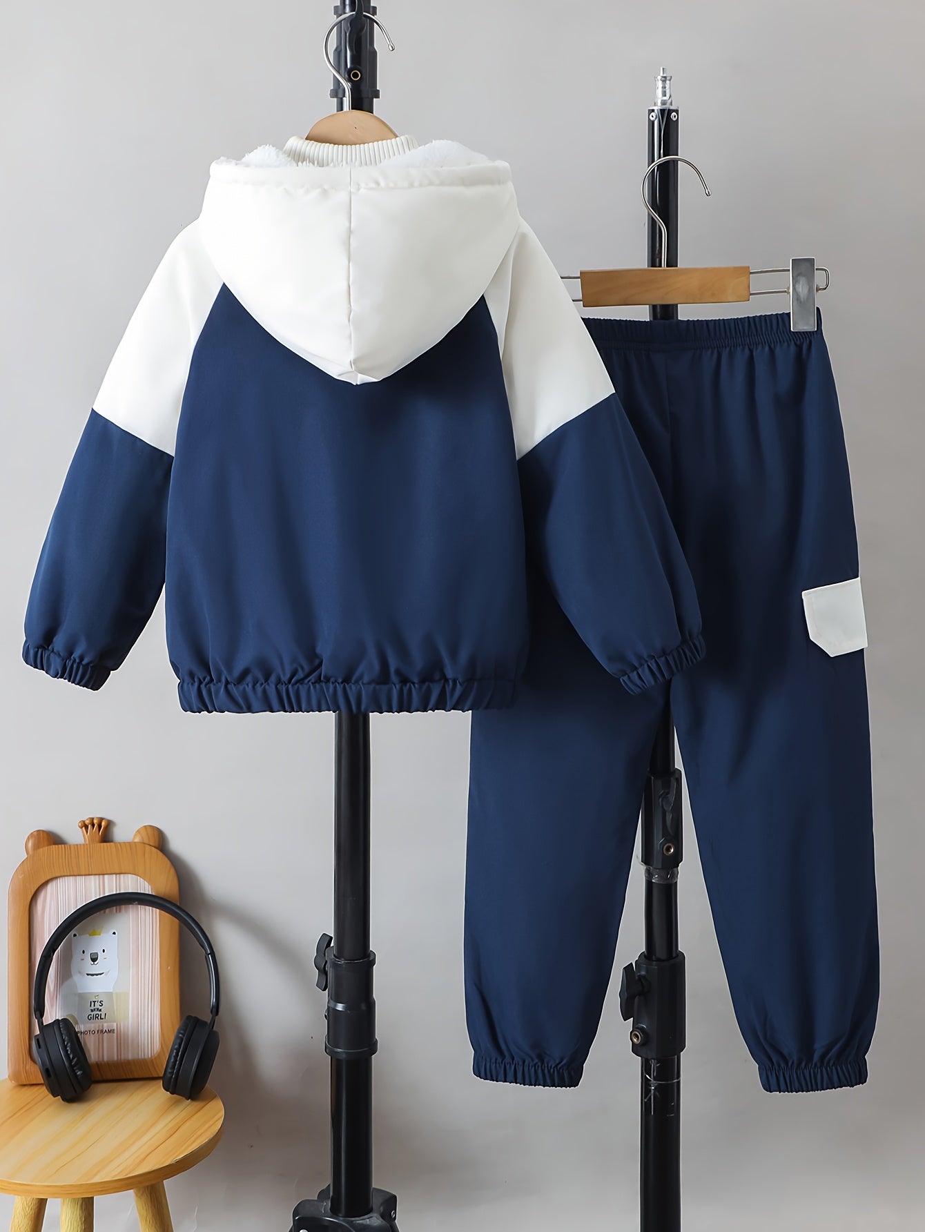 Boys' Casual Fleece-Lined Jacket with Utility Pockets, Open Front Zipper, Matching Single-Pocket Workwear Pants for Autumn/Winter, Perfect for Outdoor Wear, Winter Clothing, Workwear Style, Durable Fabric, Zipup Jacket, Young