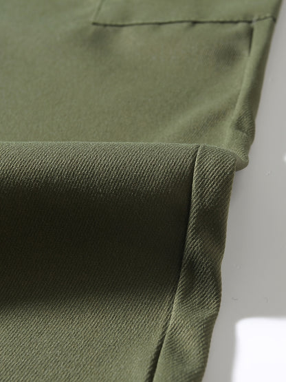 Men'S Fashion Cargo Pants, 100% Polyester Woven Fabric, All-Season Loose Fit with Drawstring Waist, Multi-Pocket Design, Solid Color, Mid Waist, Regular Length, Non-Stretch, Casual Joggers for Weekend - 160g/m²