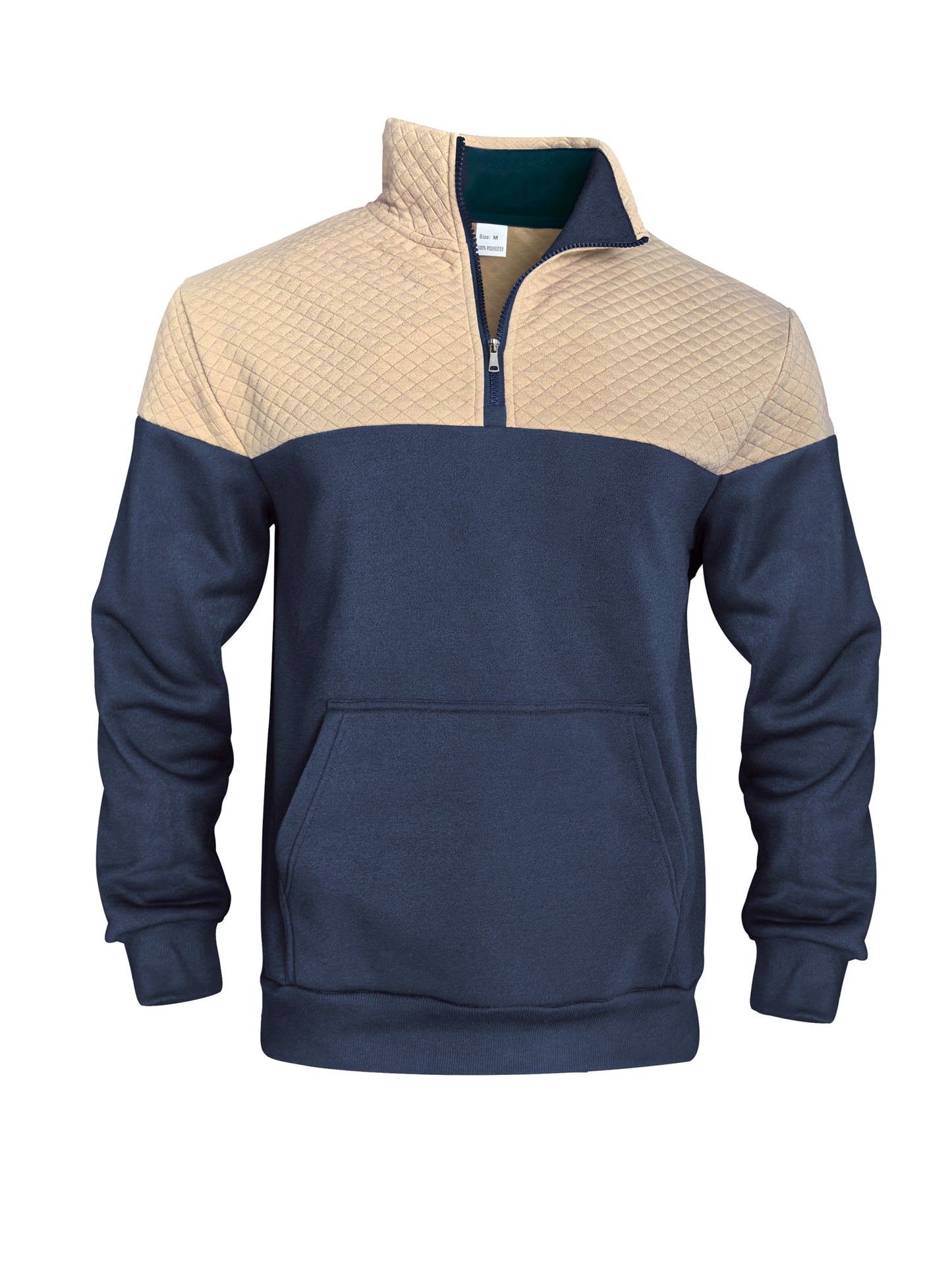 Տղամարդու աշնանային և ձմեռային կիսաճտքավոր սպորտային սվիտեր՝ հարմար մարզումների, վազքի և ֆիթնեսի համար, ոճային և հարմարավետ դիզայնով, փոքր վանդակավոր կանգնած օձիքով և հասանելի է մեծ չափսերով։