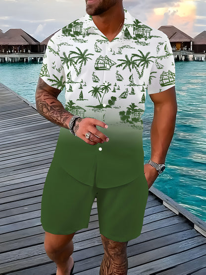 Տղամարդու 3D տպիչով տպագրված առօրյա վերնաշապիկի և շորտերի հավաքածու