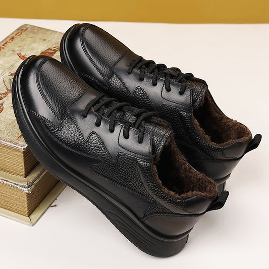 Տղամարդու ձմեռային տաք, աստառով կոշիկներ | Բնական արհեստական ​​կաշի՝ բրդյա աստառով, չսահող, առօրյա սպորտային կոշիկներ, իդեալական են ամենօրյա ճանապարհորդությունների և լեռնագնացության համար, հարմարավետ, թեթև, հարմար է 11 արձակուրդի համար