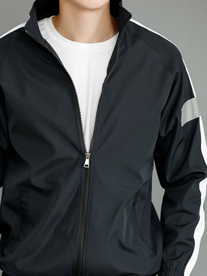 Spring and Autumn Men's Sports Suit, Two-piece Set of Top and Pants, Colorful Collar Long Sleeve