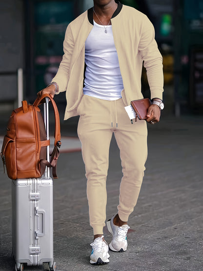 Գարնանային և աշնանային տղամարդկանց առօրյա սպորտային միագույն կոստյում