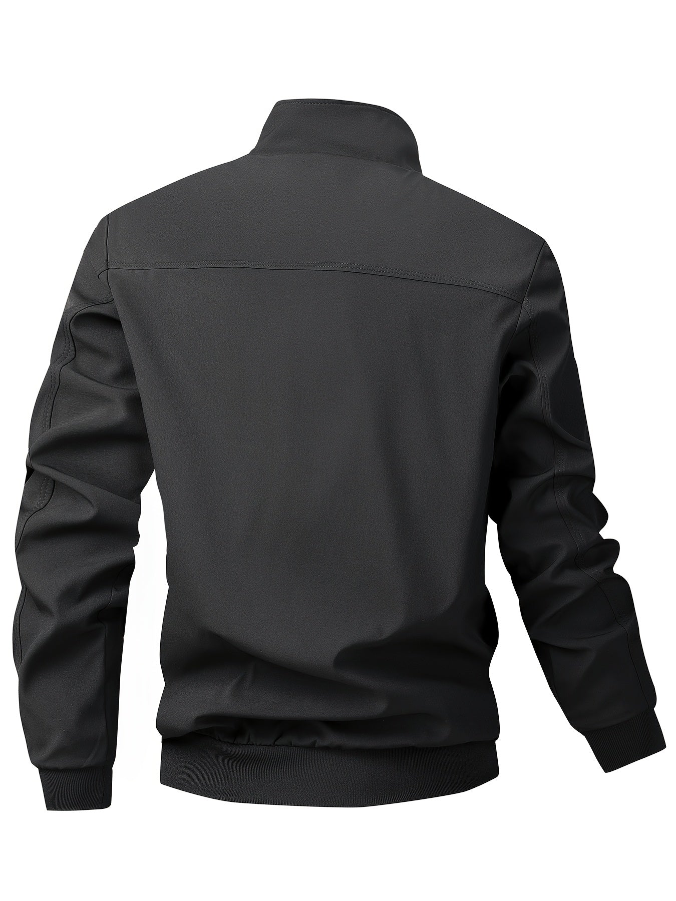 Տղամարդու առօրյա արքայական կապույտ բոմբեր բաճկոն՝ լիքը կայծակաճարմանդով, ազատ չափսերով, պոլիեսթերային, կանգնած օձիքով, երկար թևքերով, թեթև և դիմացկուն՝ գարնան և աշնան համար, առօրյա վերնազգեստ | երիզավոր թևքեր | դիմացկուն վերնազգեստ