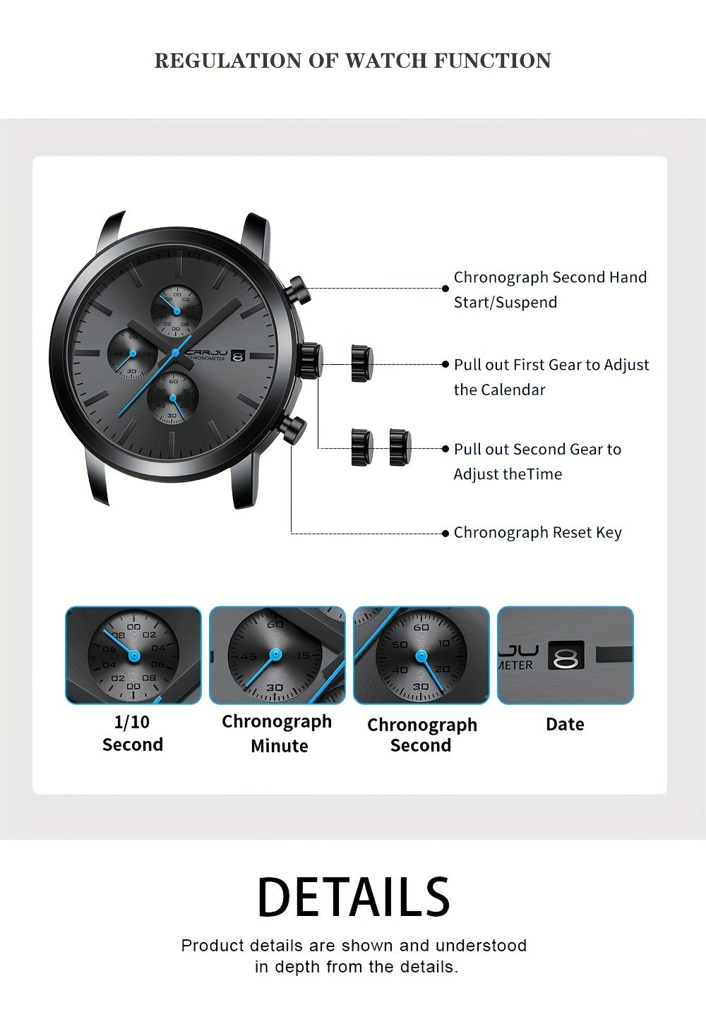 A High-quality Wristwatch For Men With Multiple Functions And A Stainless Steel Strap.