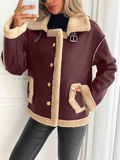 Women's Elegant Motorcycle Jacket - Heavy-Duty Winter Coat, Brown, Non-Stretch Motorcycle Outerwear for Cold Weather Riding & Everyday Chic - Machine Washable Outer Jacket, Seasonal Fashion, Classic Design, Premium Detailing,