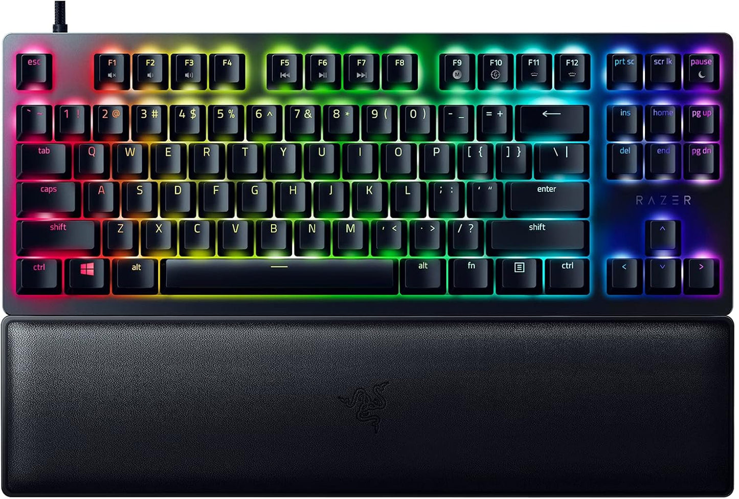 Razer Huntsman V2 Optical Gaming Keyboard: Linear Optical Switches - 8000Hz Polling Rate - Doubleshot PBT Keycaps - Dedicated Media Keys & Dial - Ergonomic Wrist Rest - Snap Tap