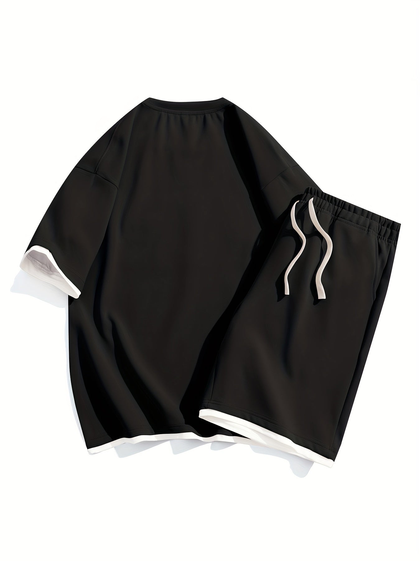 Men's Casual Fashion Sportswear Set - Light Gray "DREAMS" Print T-Shirt & Shorts, 100% Polyester, Machine Washable, Summer Outfit - ayq